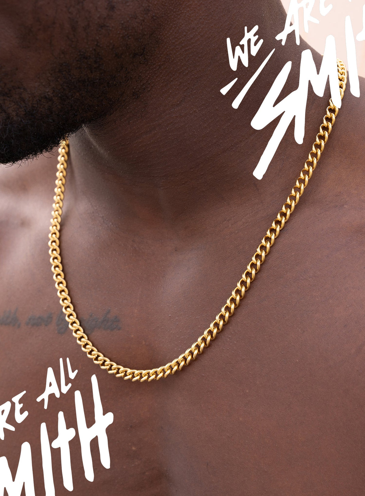 Stainless Steel Gold Plated  7mm Curb Chain Necklace