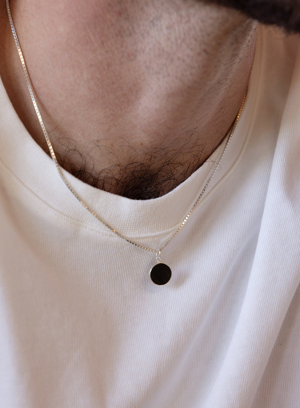 925 Sterling Silver Obsidian Gemstone Necklace for Men