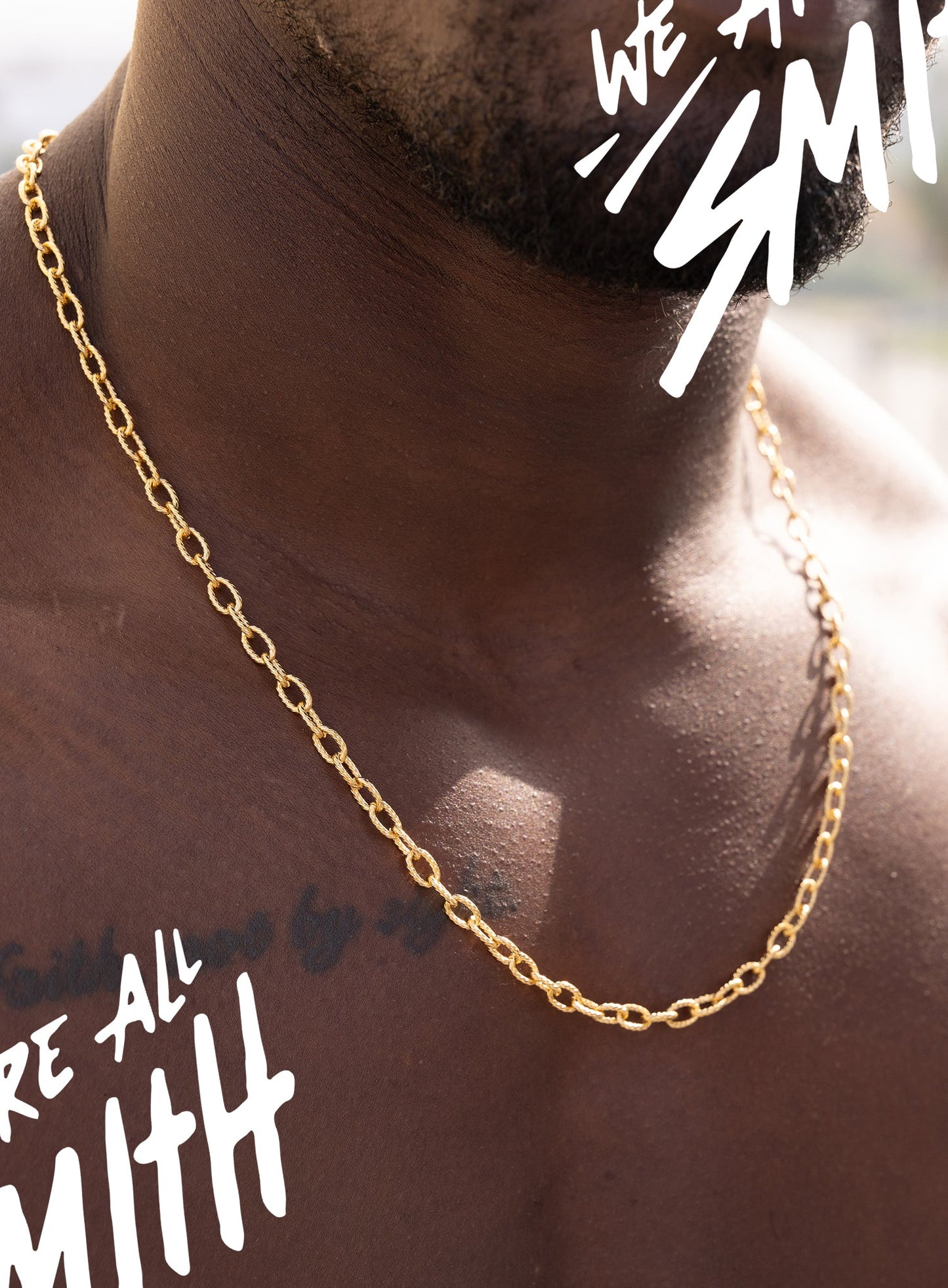 Stainless Steel Gold Plated 5mm Textured Cable Chain Necklace