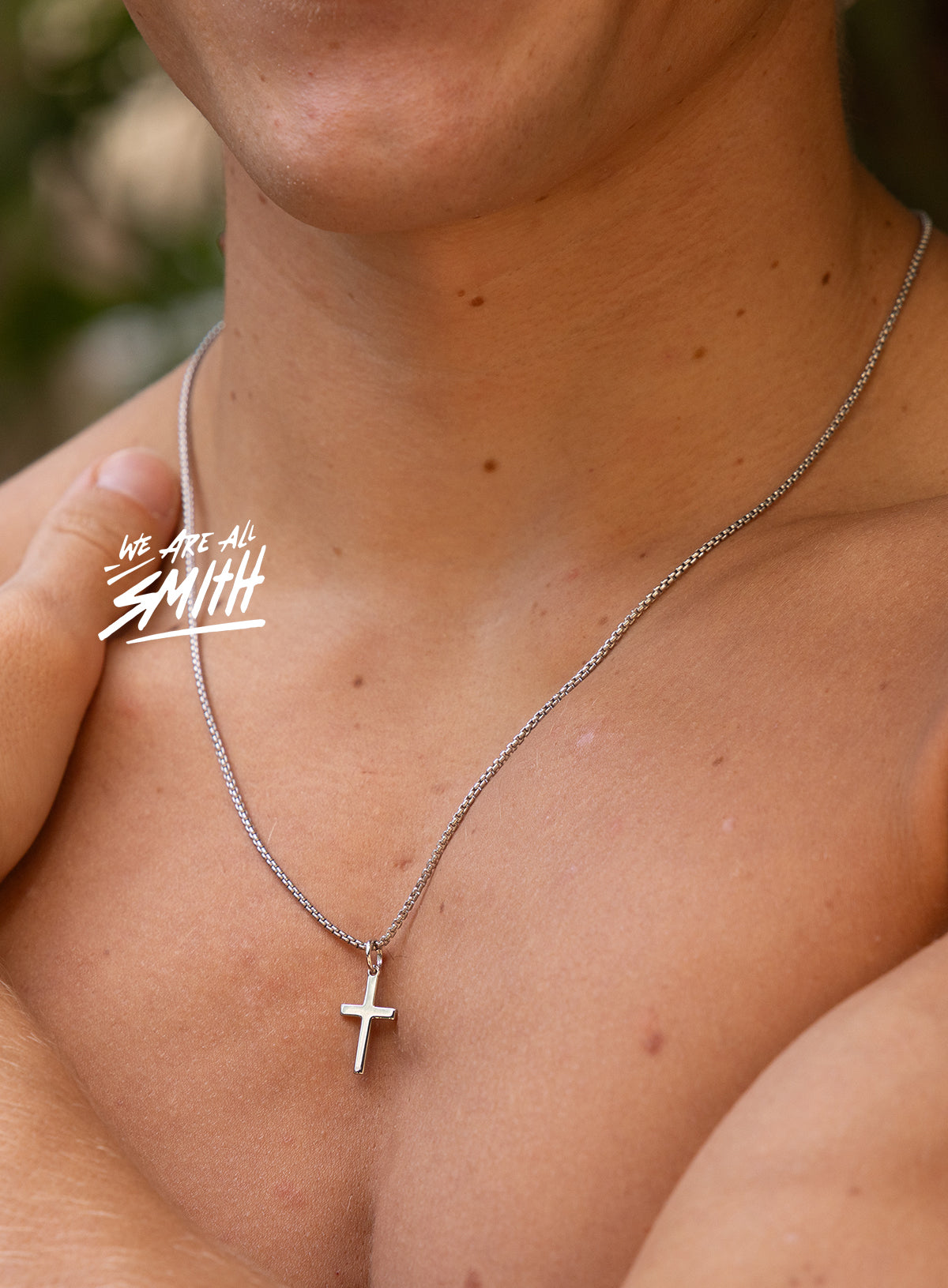 Sterling Silver Small Cross Pendant Necklace for Men (Box Chain)