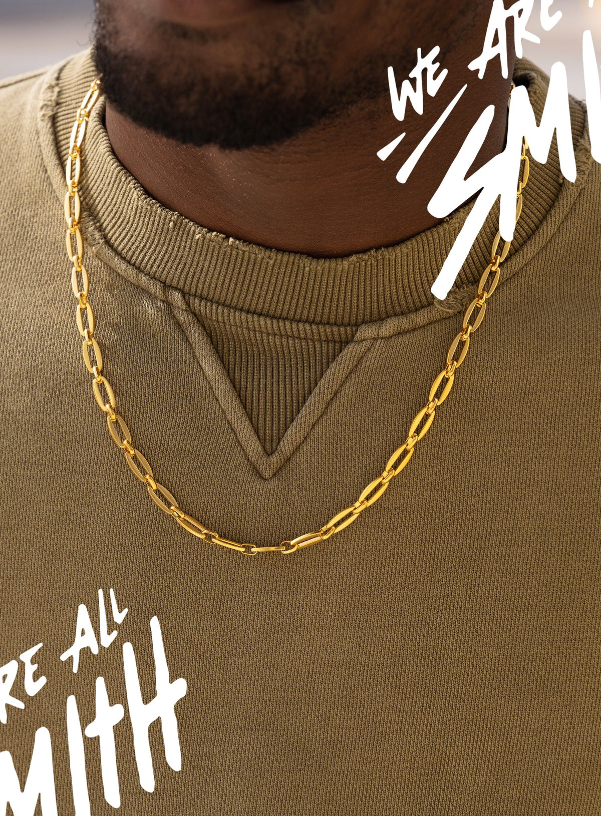 Stainless Steel Gold Plated Necklace 7mm Thick Cable Chain