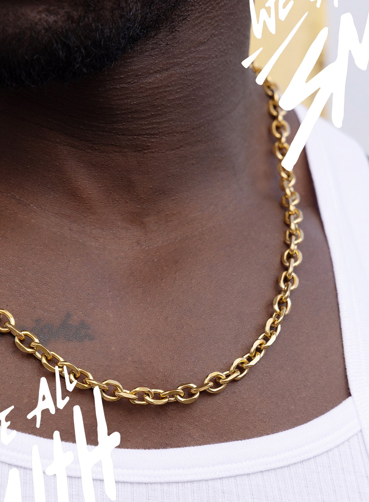Stainless Steel Gold Plated 8mm Cable Chain Necklace