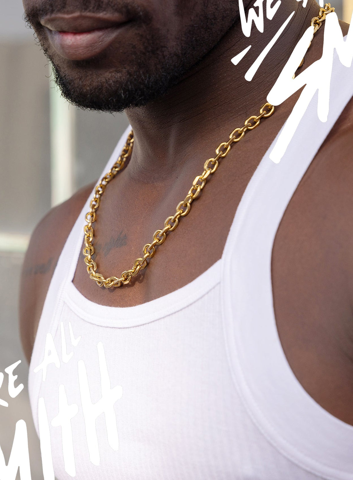 Stainless Steel Gold Plated 8mm Cable Chain Necklace