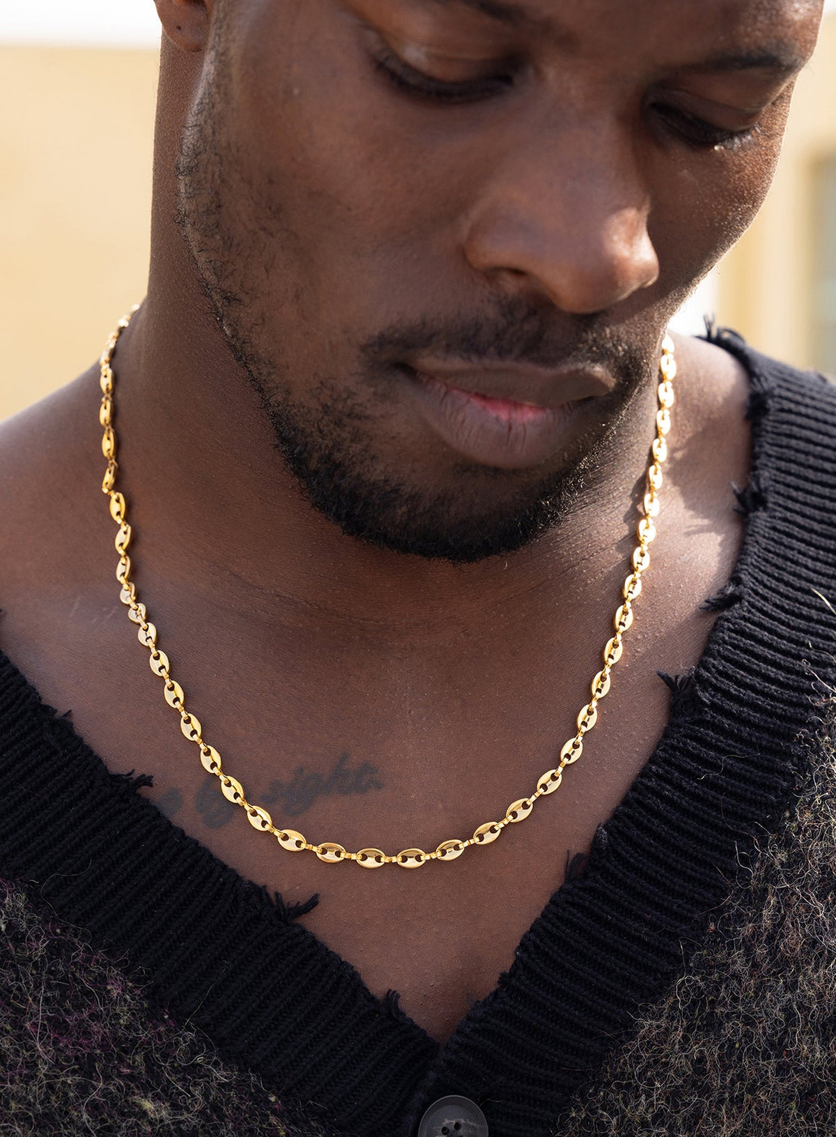 Stainless Steel Gold Plated 5mm Mariners Chain Necklace