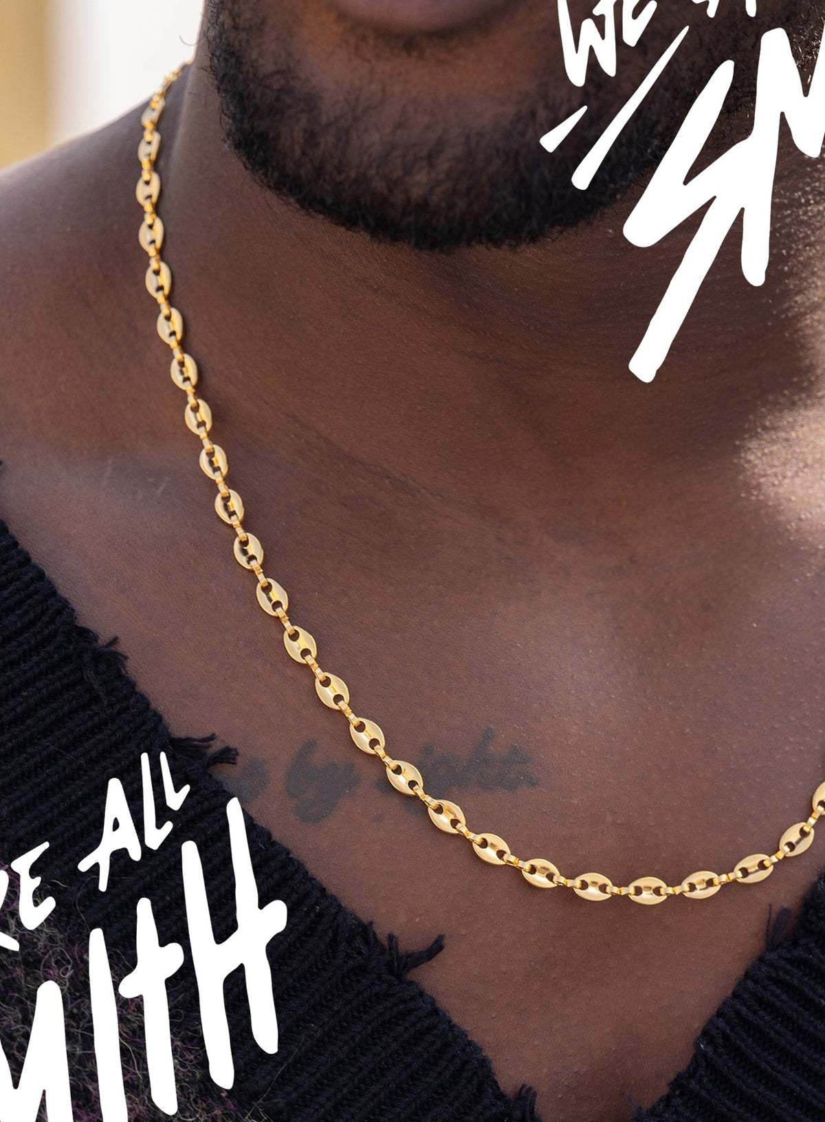 Stainless Steel Gold Plated 5mm Mariners Chain Necklace