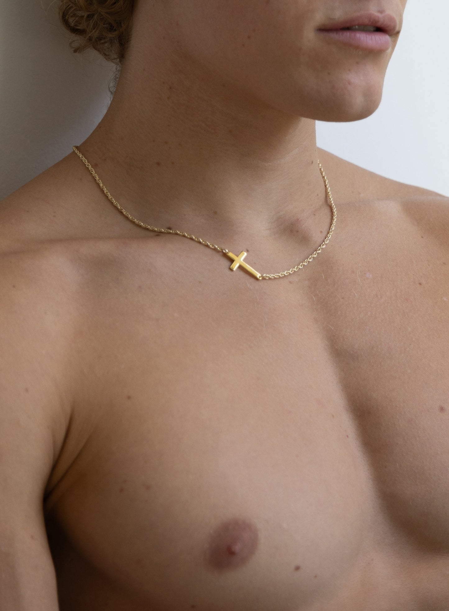 Vermeil / 14K Gold Filled Sideways Cross Necklace for Men