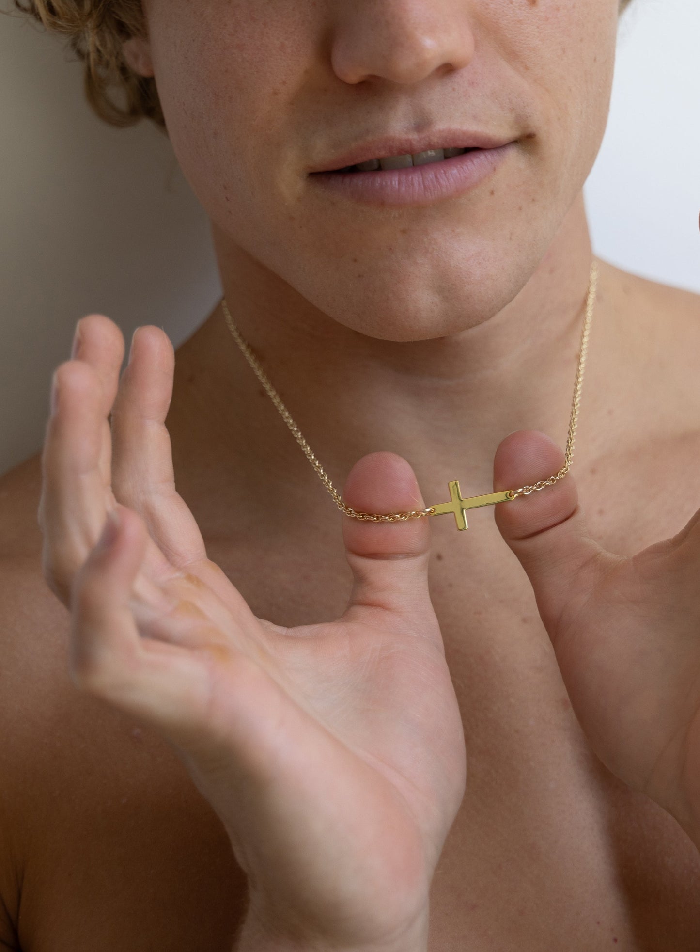 Vermeil / 14K Gold Filled Sideways Cross Necklace for Men