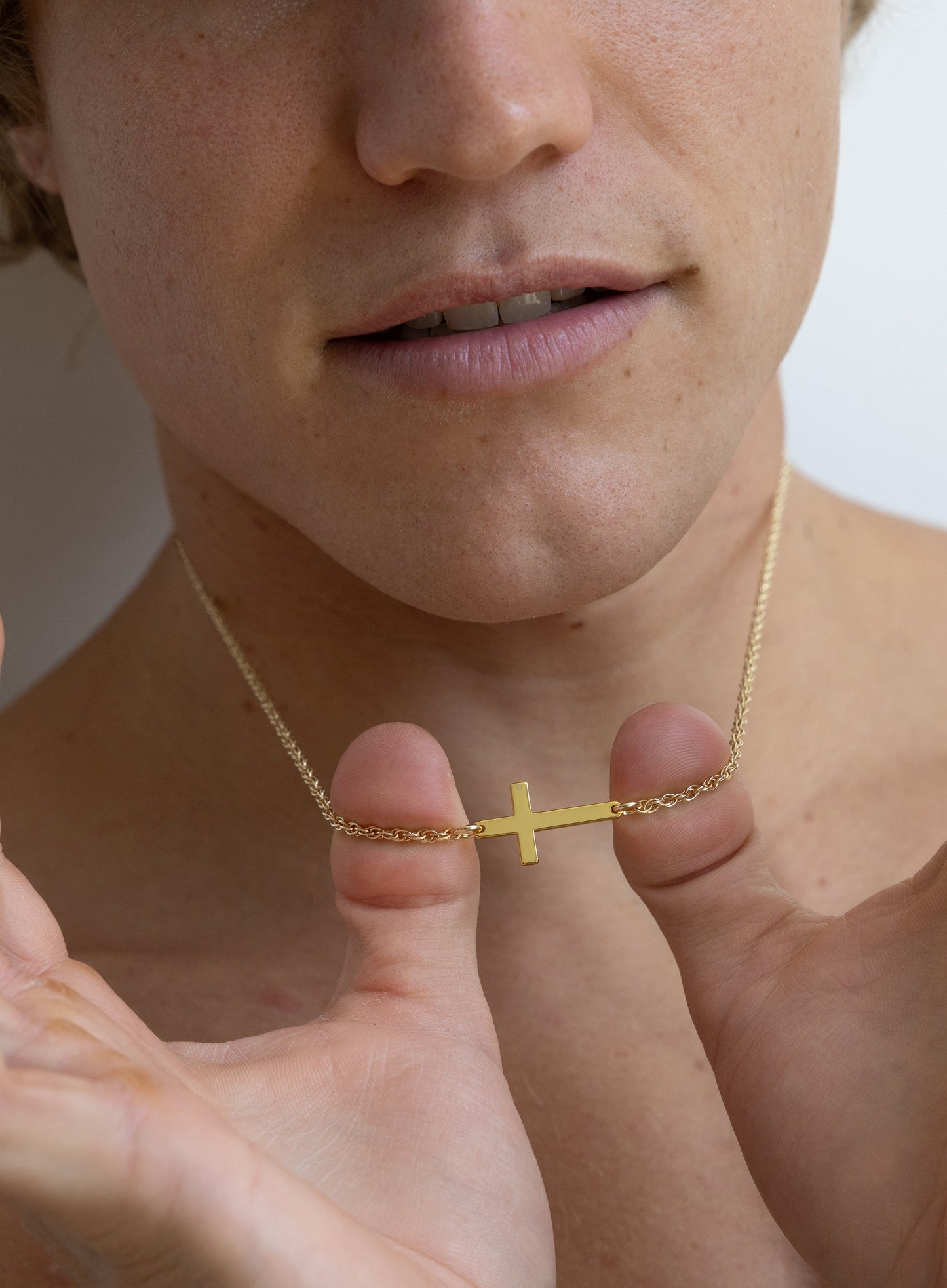 Vermeil / 14K Gold Filled Sideways Cross Necklace for Men