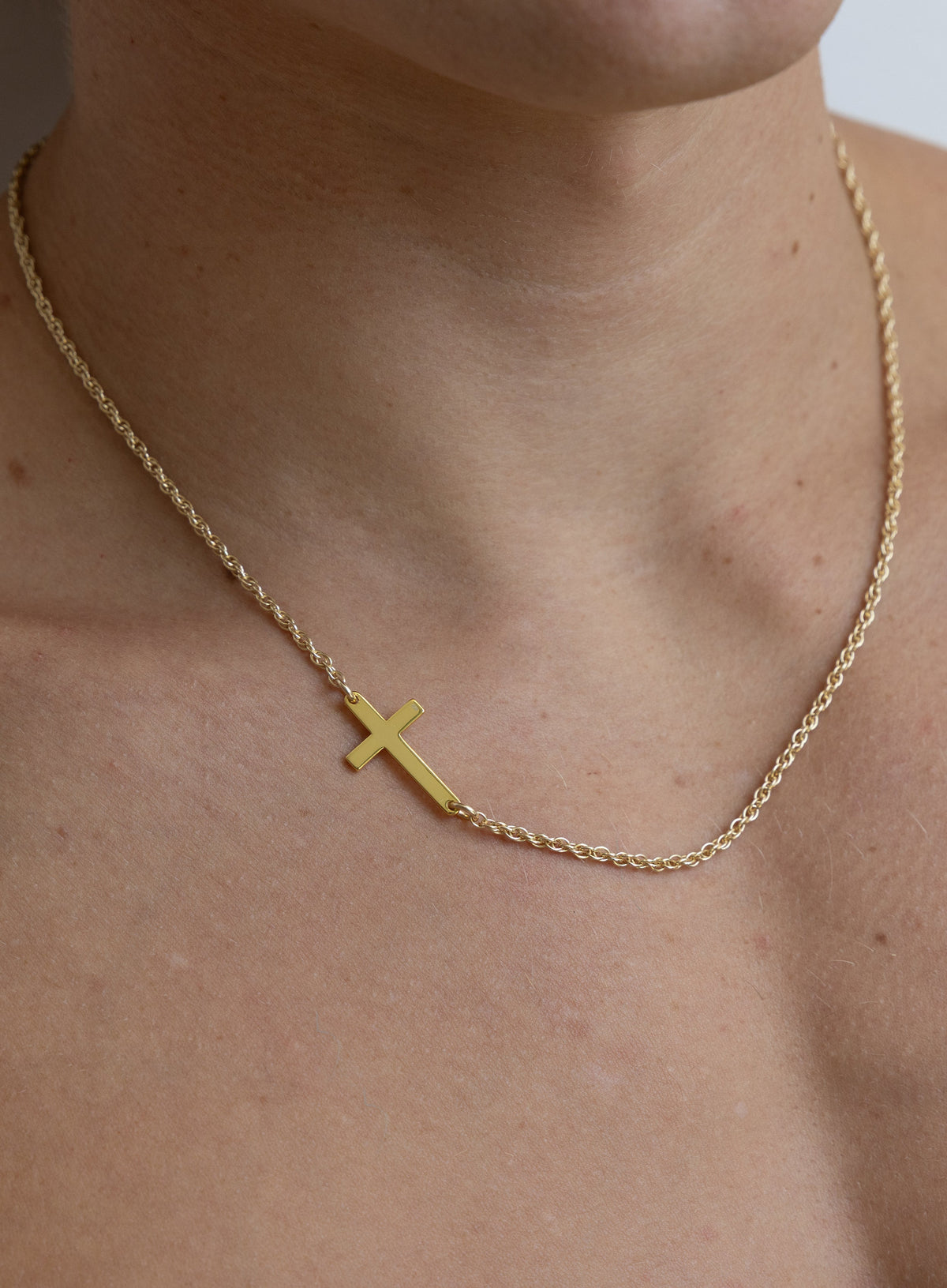 Vermeil / 14K Gold Filled Sideways Cross Necklace for Men