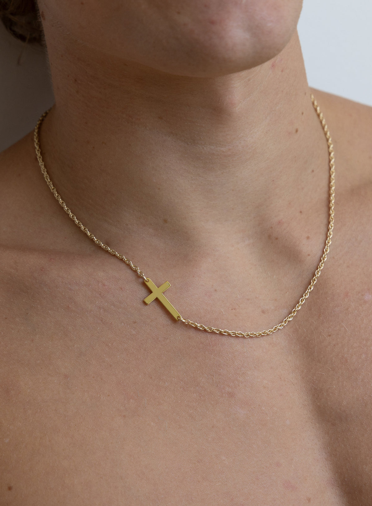 Vermeil / 14K Gold Filled Sideways Cross Necklace for Men