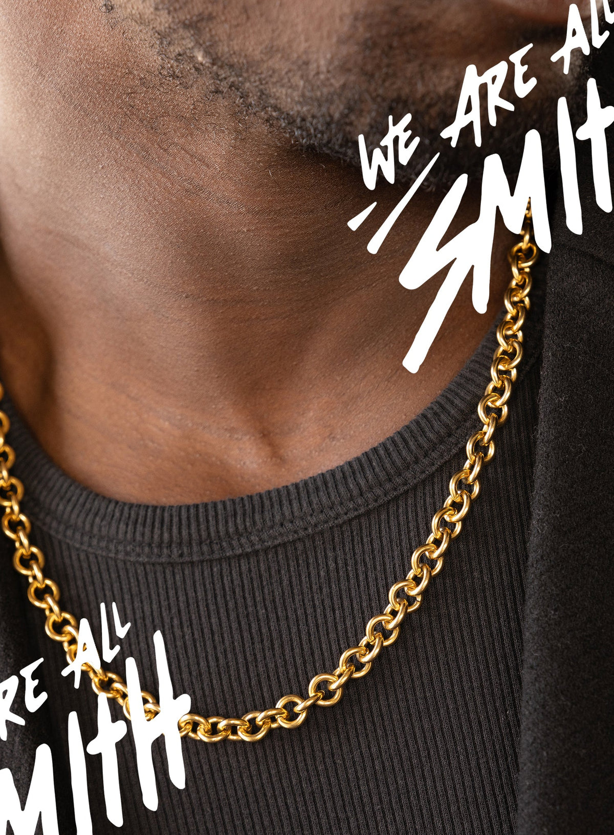 Stainless Steel Gold Plated 9mm  Round Cable Chain Necklace