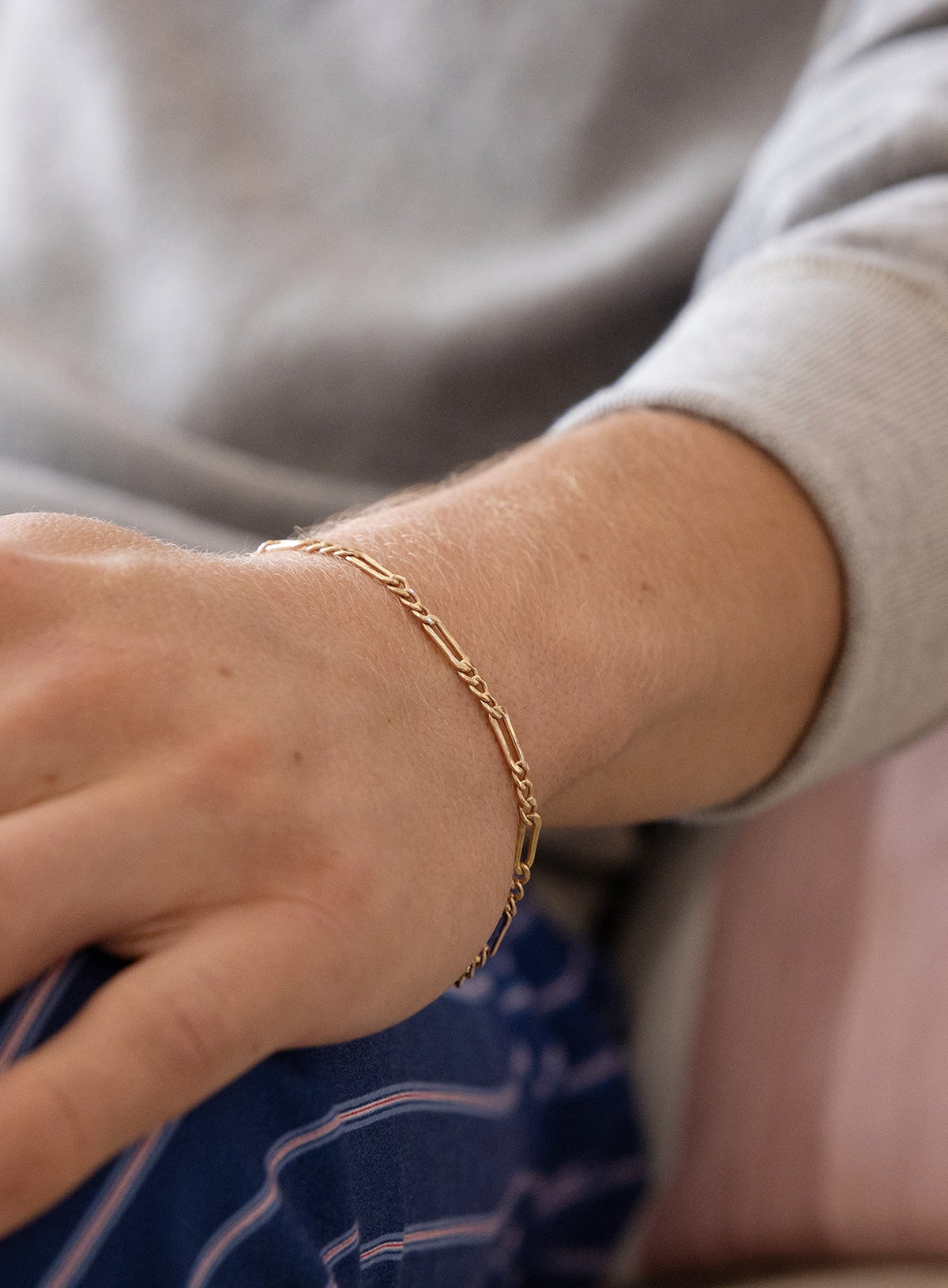 3.5mm 14K Gold Filled Figaro Chain Men's Bracelet