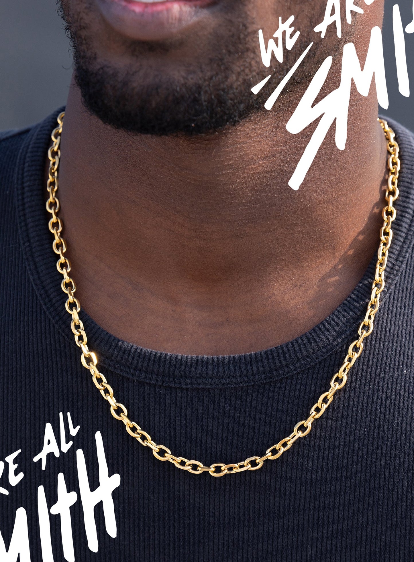 Stainless Steel Gold Plated 8mm Thick Cable Chain Necklace