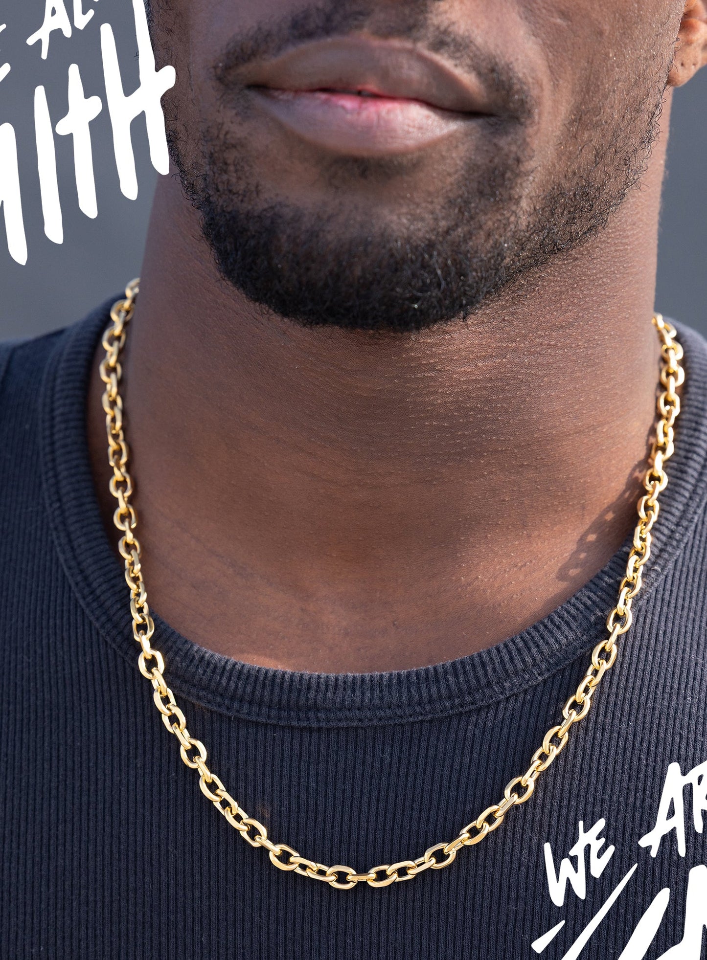 Stainless Steel Gold Plated 8mm Thick Cable Chain Necklace