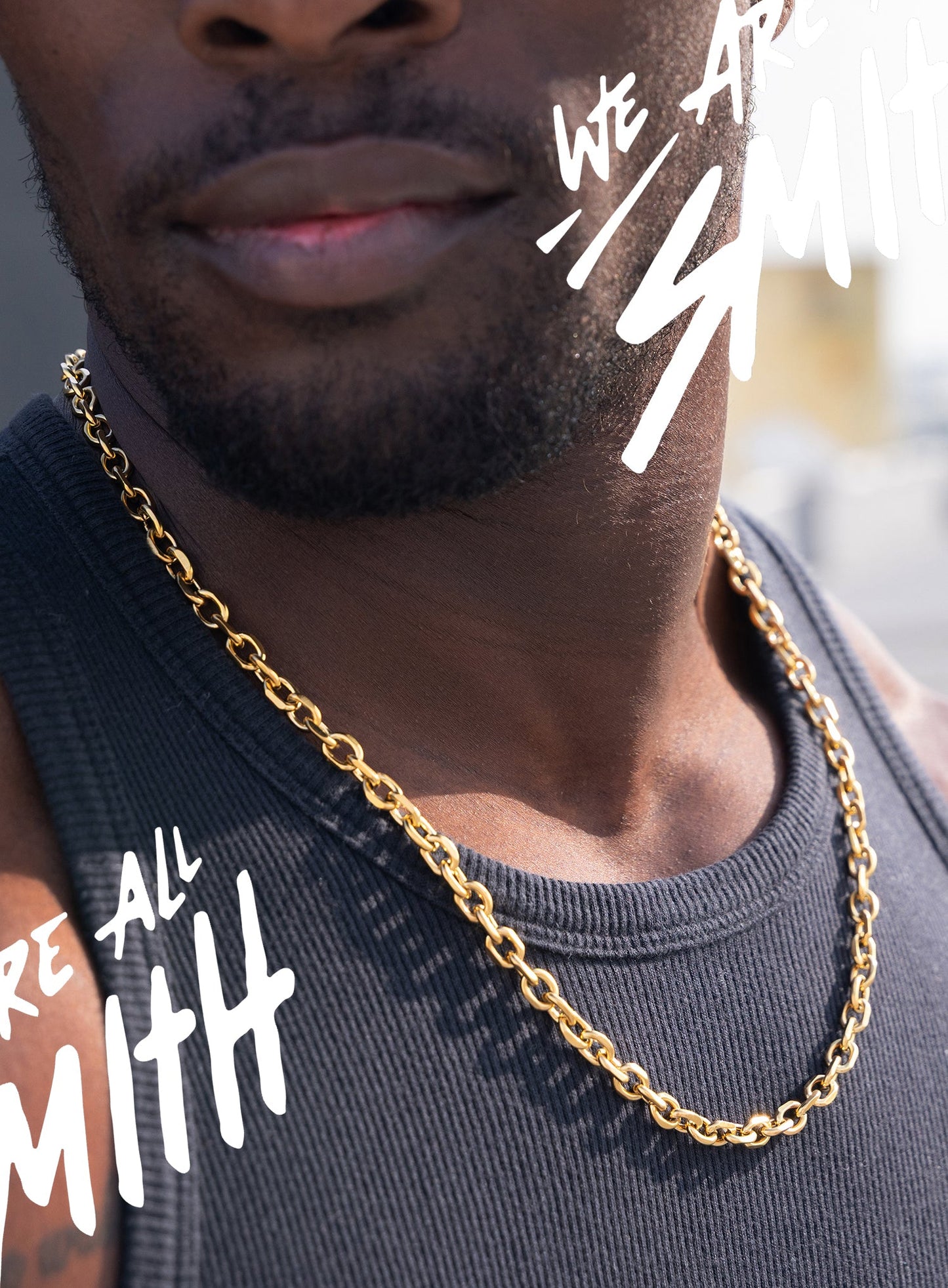 Stainless Steel Gold Plated 8mm Thick Cable Chain Necklace