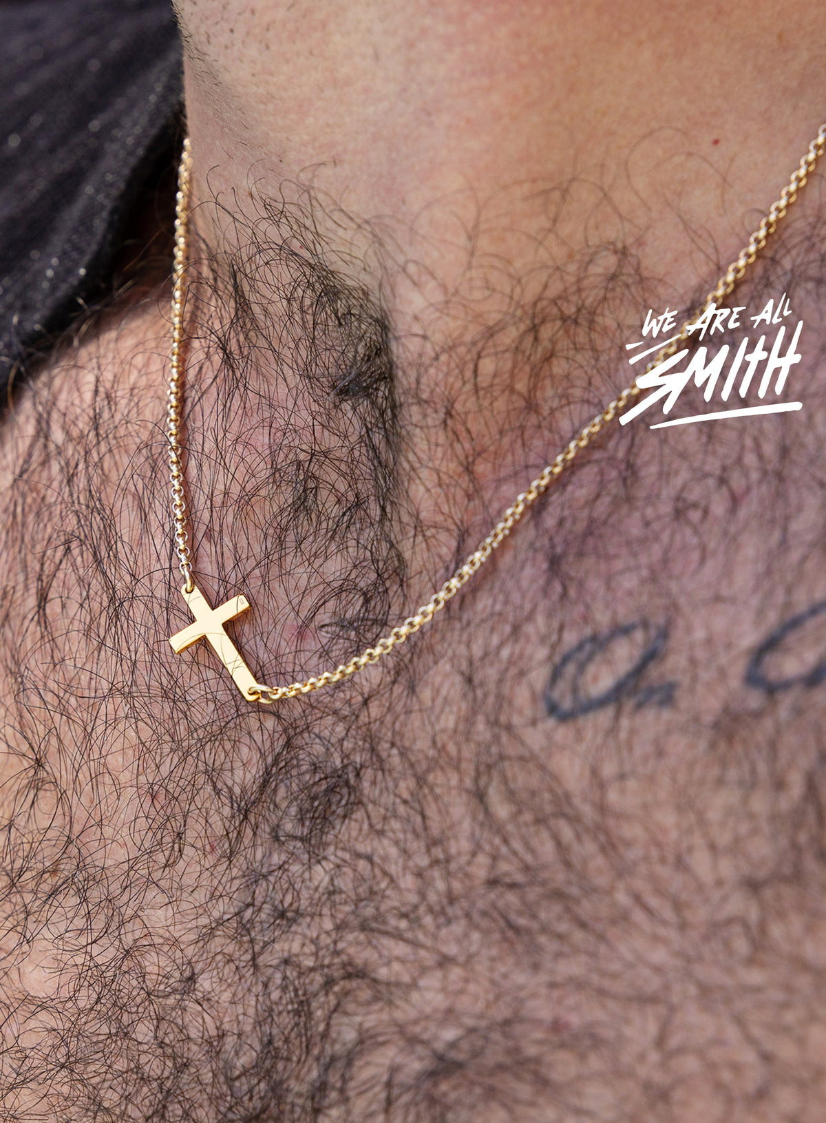 Gold Vermeil Sideways Cross Pendant on 14k Gold Filled Rolo Chain