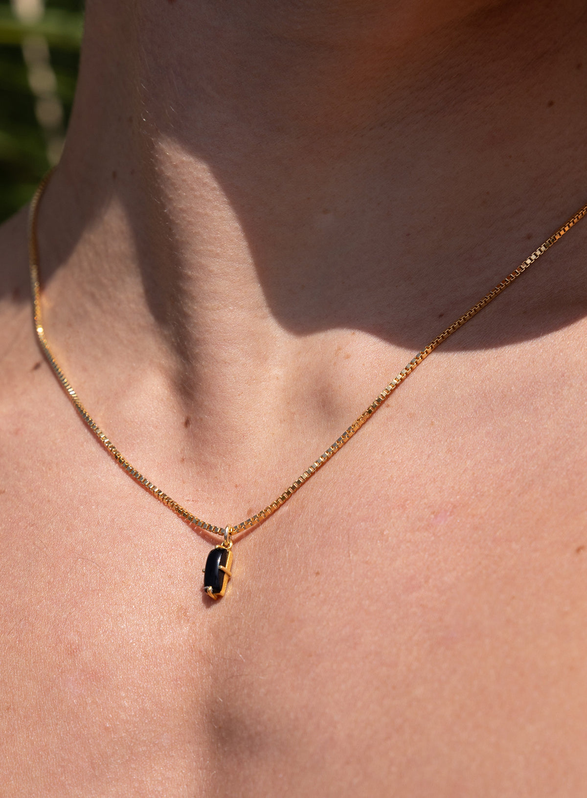Genuine Black Onyx 14k Gold Filled Chain Necklace for Men