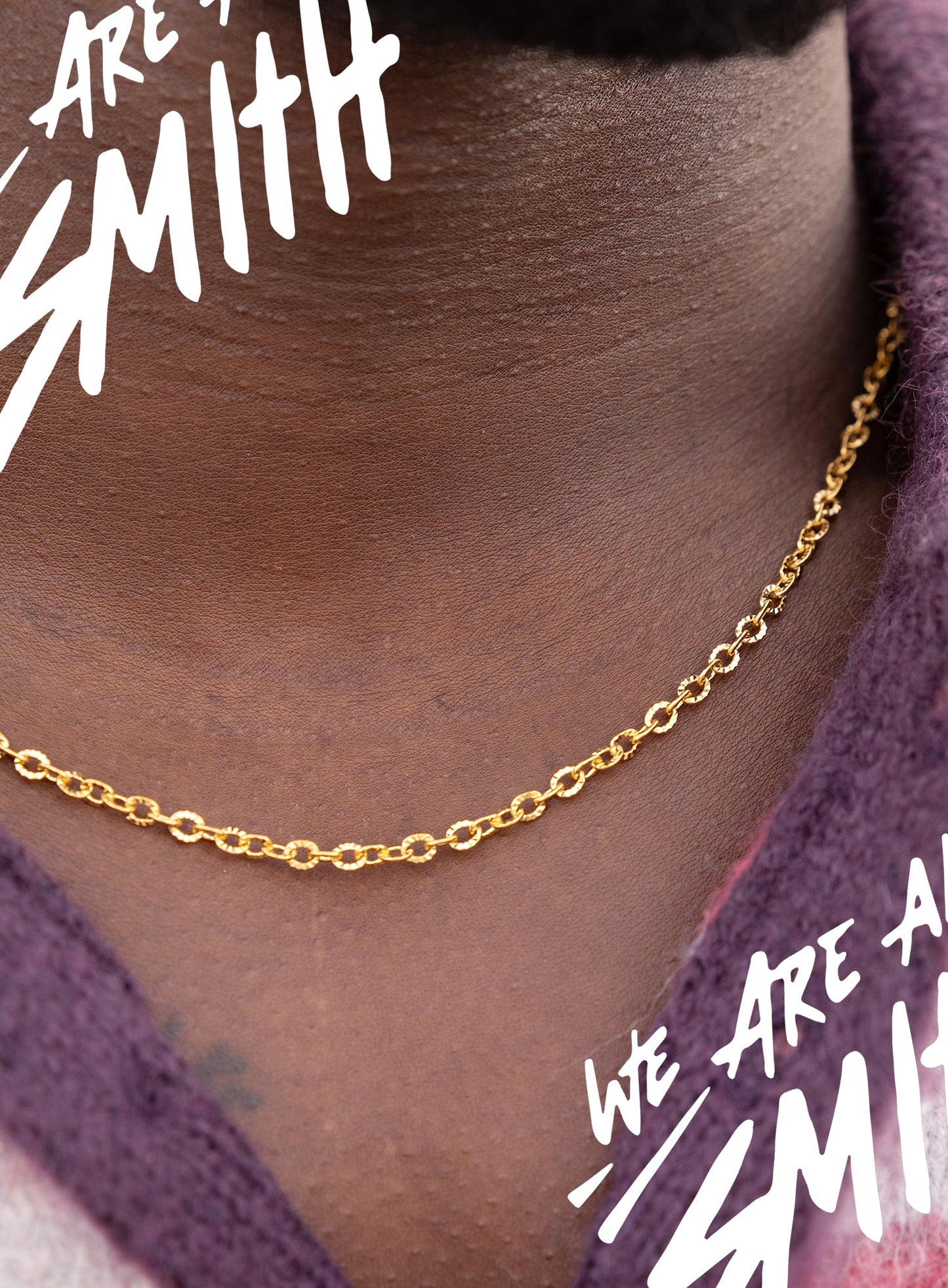 Stainless Steel Gold Plated 3mm Textured Cable Chain Necklace for Men