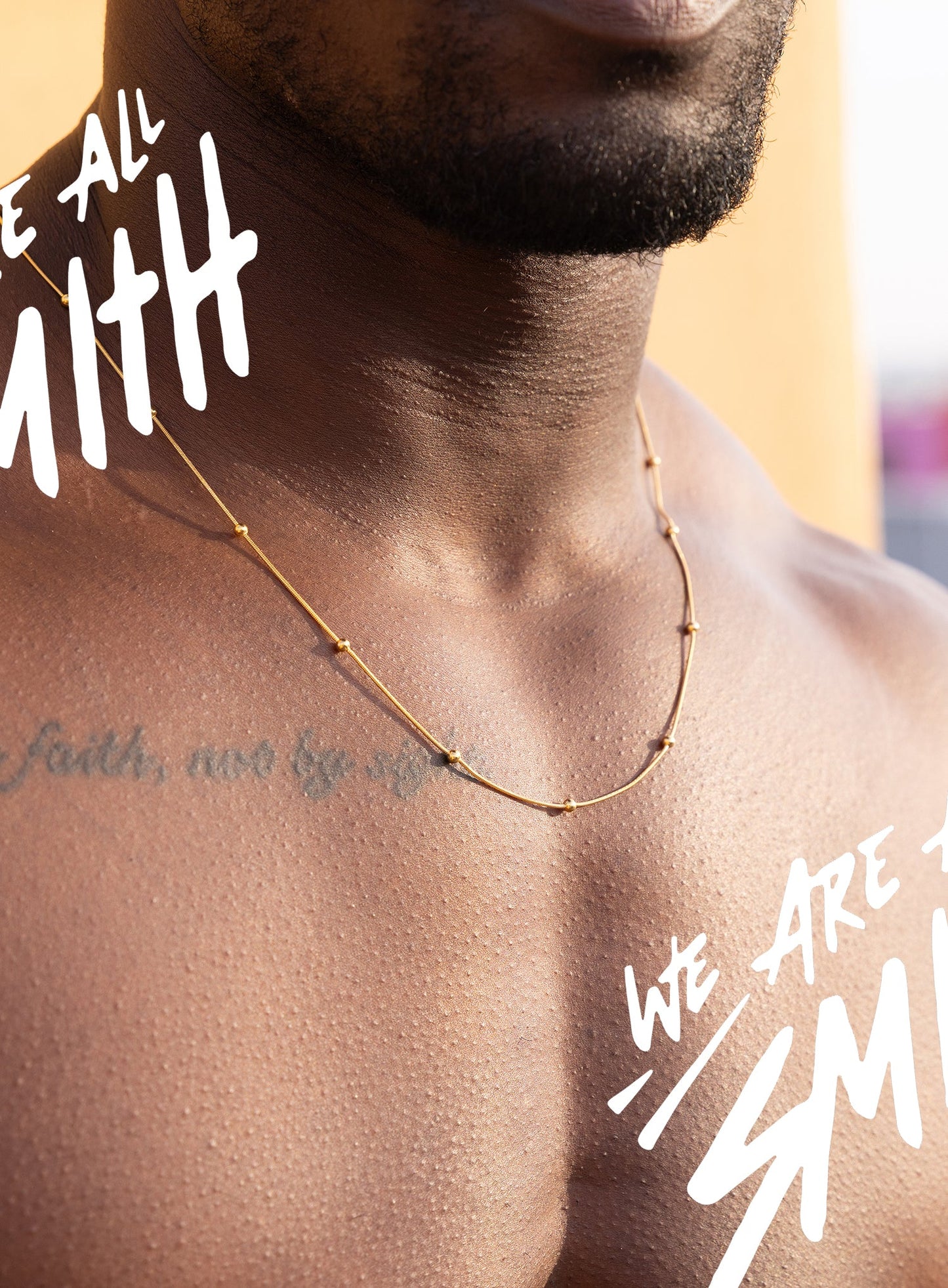 Mens Stainless Steel Gold Plated Minimalist Satellite Chain