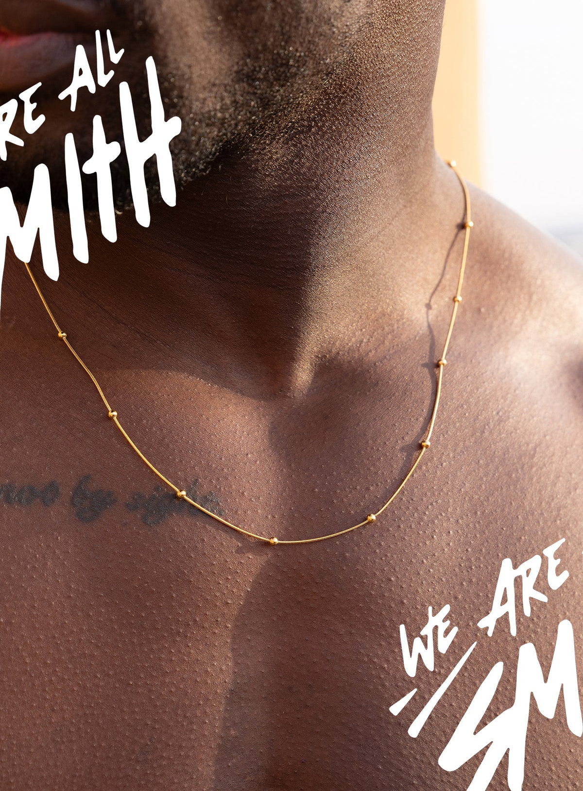 Mens Stainless Steel Gold Plated Minimalist Satellite Chain