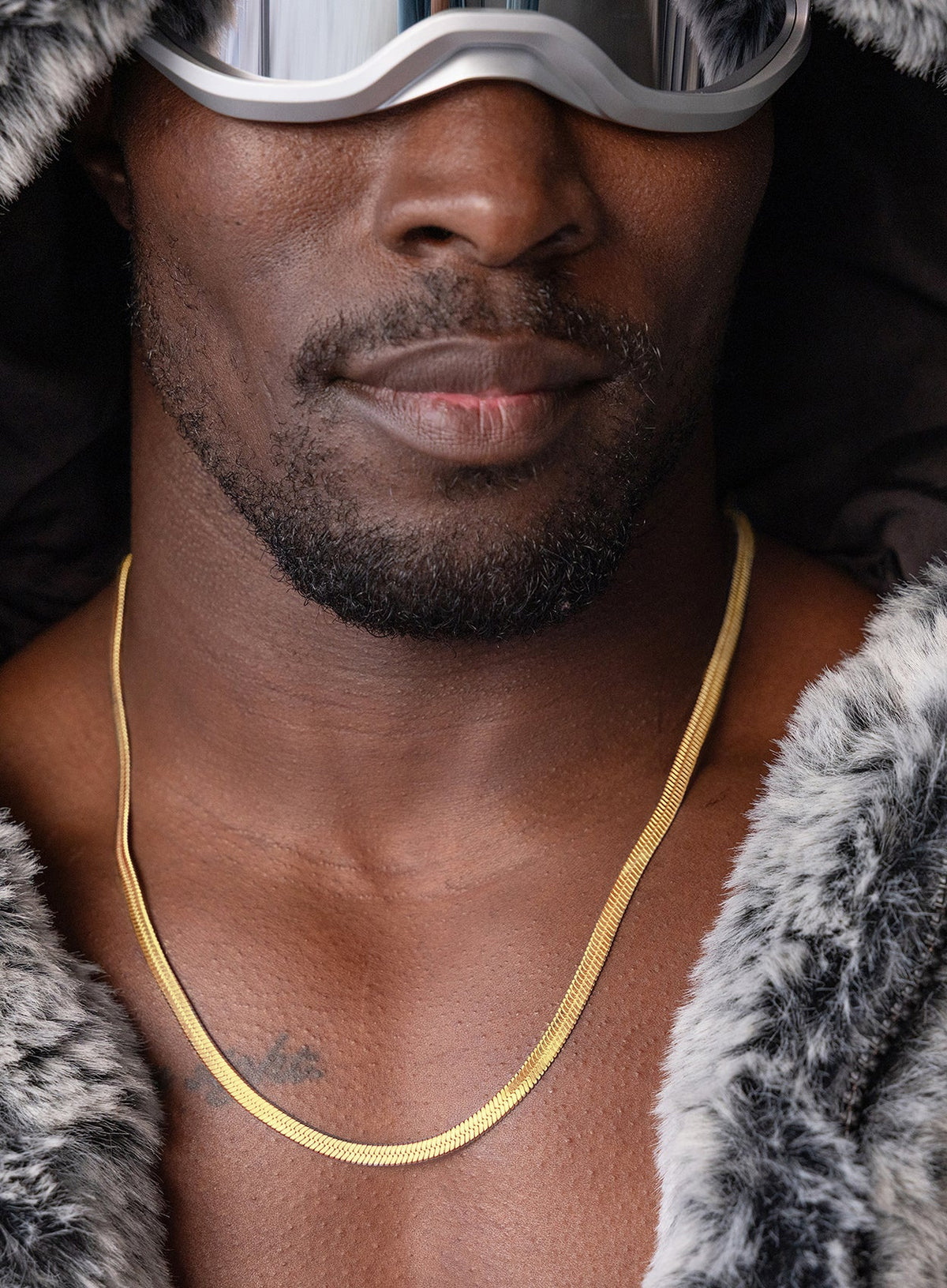 Stainless Steel Gold Plated 5mm Herringbone Chain Necklace