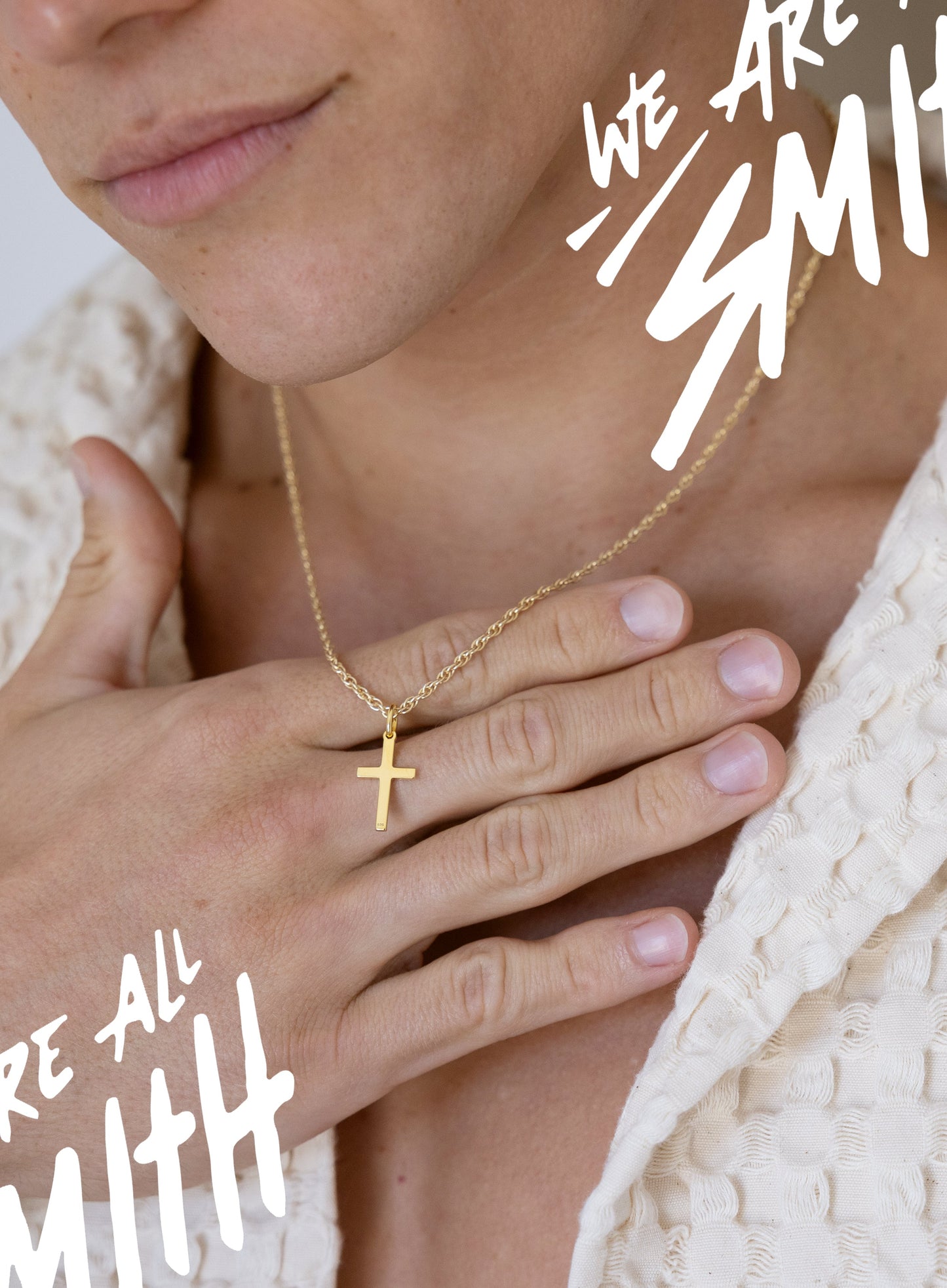 14k Gold Vermeil Small Cross on 14K Gold Filled Rope Chain