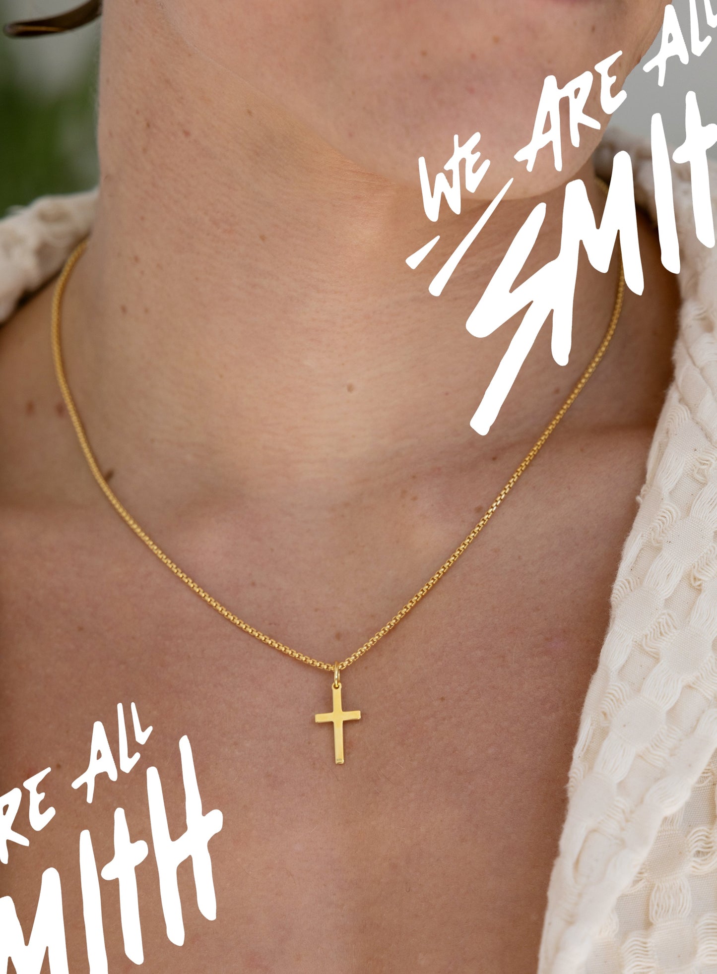 14k Gold Vermeil Small Cross on 14K Gold Filled Venetian Box Chain