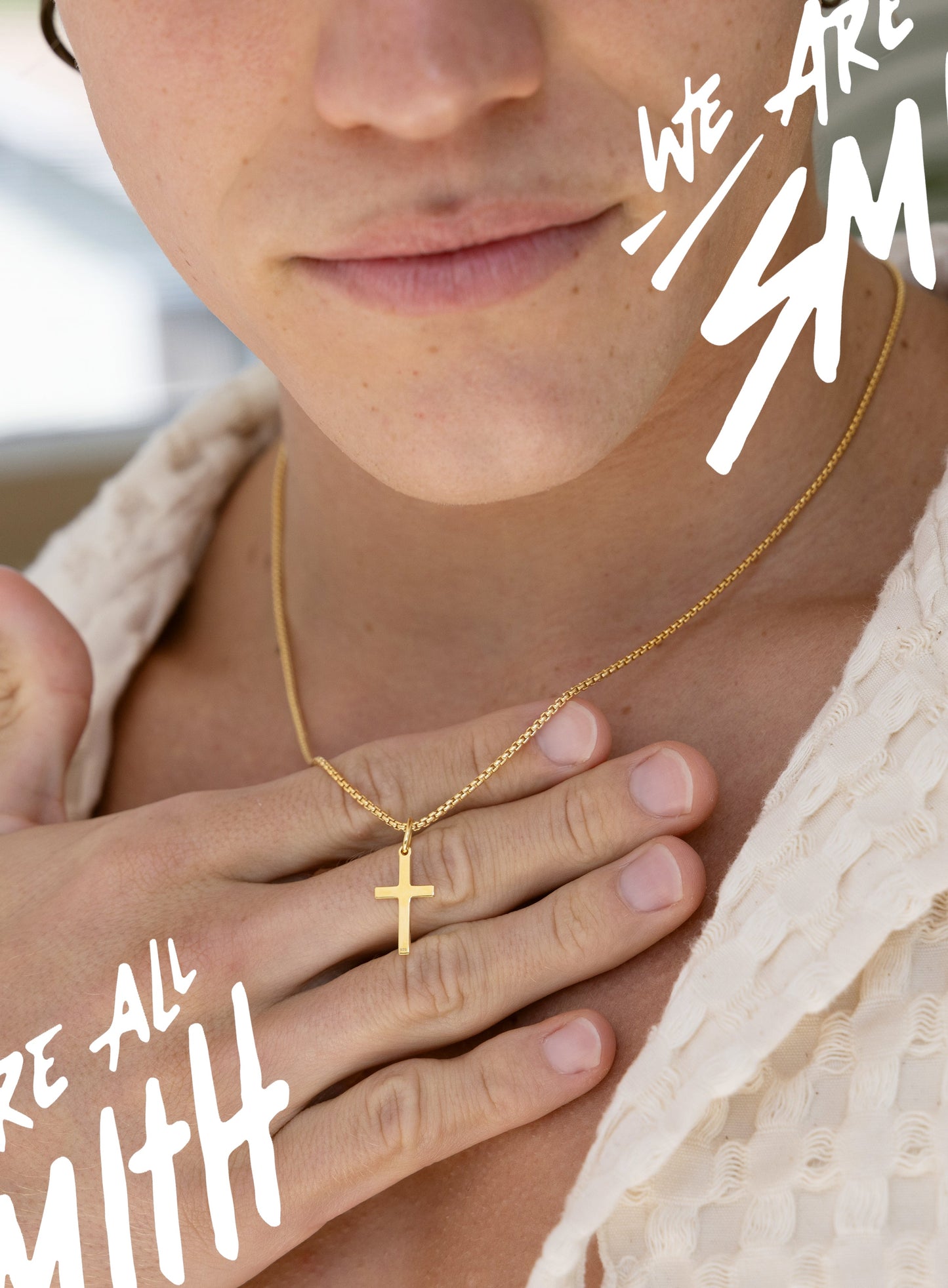 14k Gold Vermeil Small Cross on 14K Gold Filled Venetian Box Chain