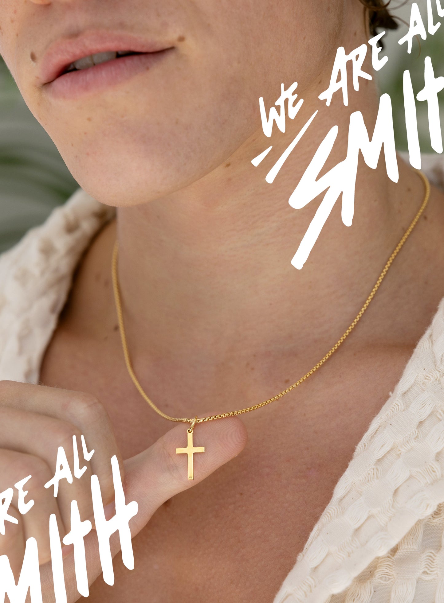 14k Gold Vermeil Small Cross on 14K Gold Filled Venetian Box Chain
