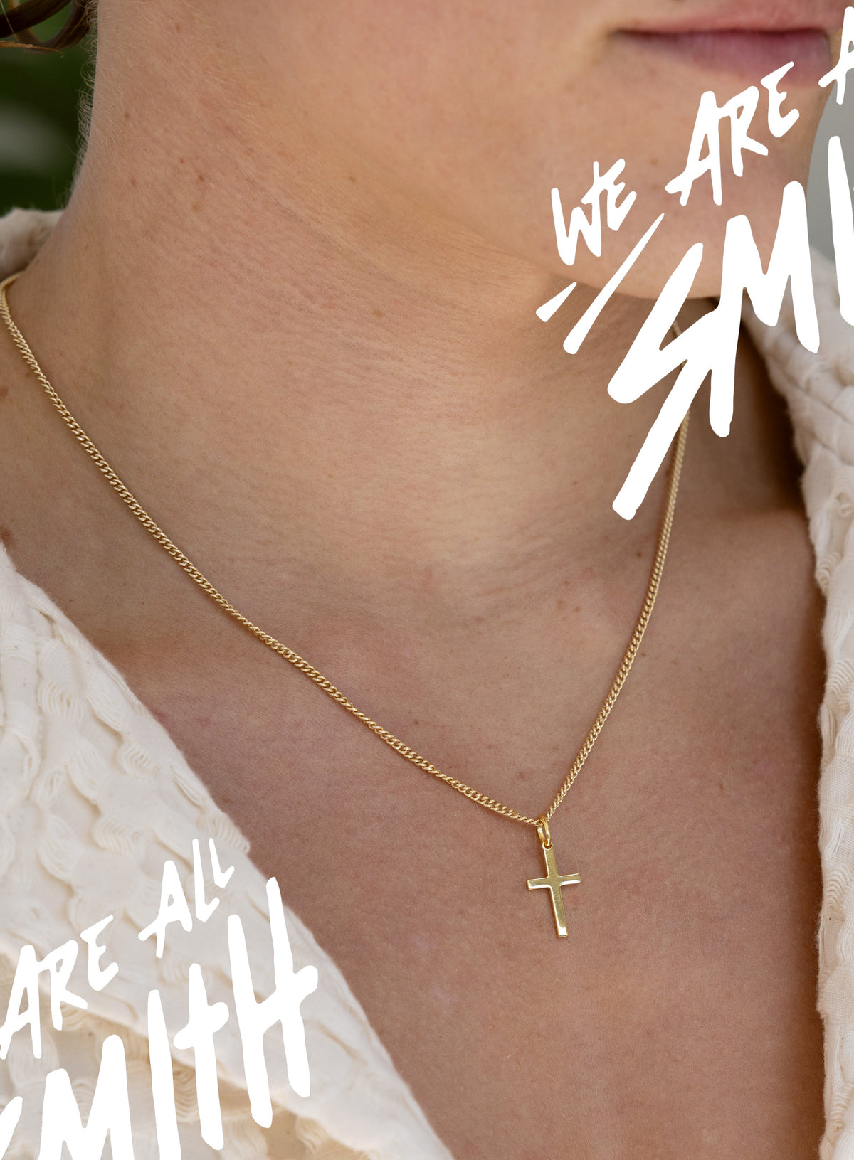 14k Gold Vermeil Small Cross on 14K Gold Filled Curb Chain