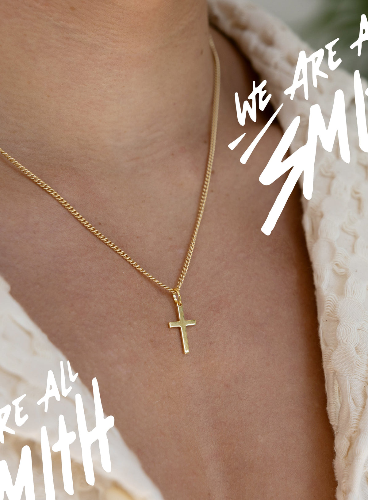 14k Gold Vermeil Small Cross on 14K Gold Filled Curb Chain