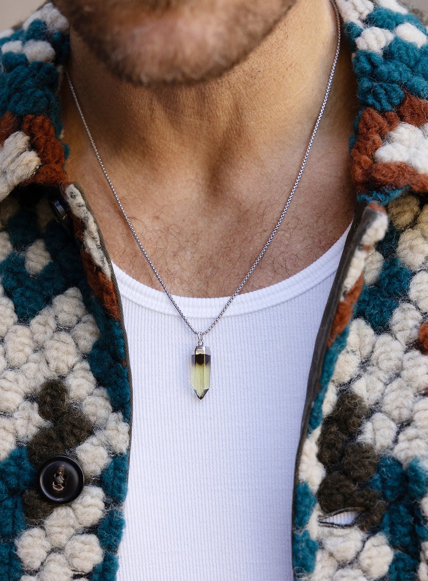 925 Sterling Silver  Lemon Quartz Point Pendant Necklace (limited edition)