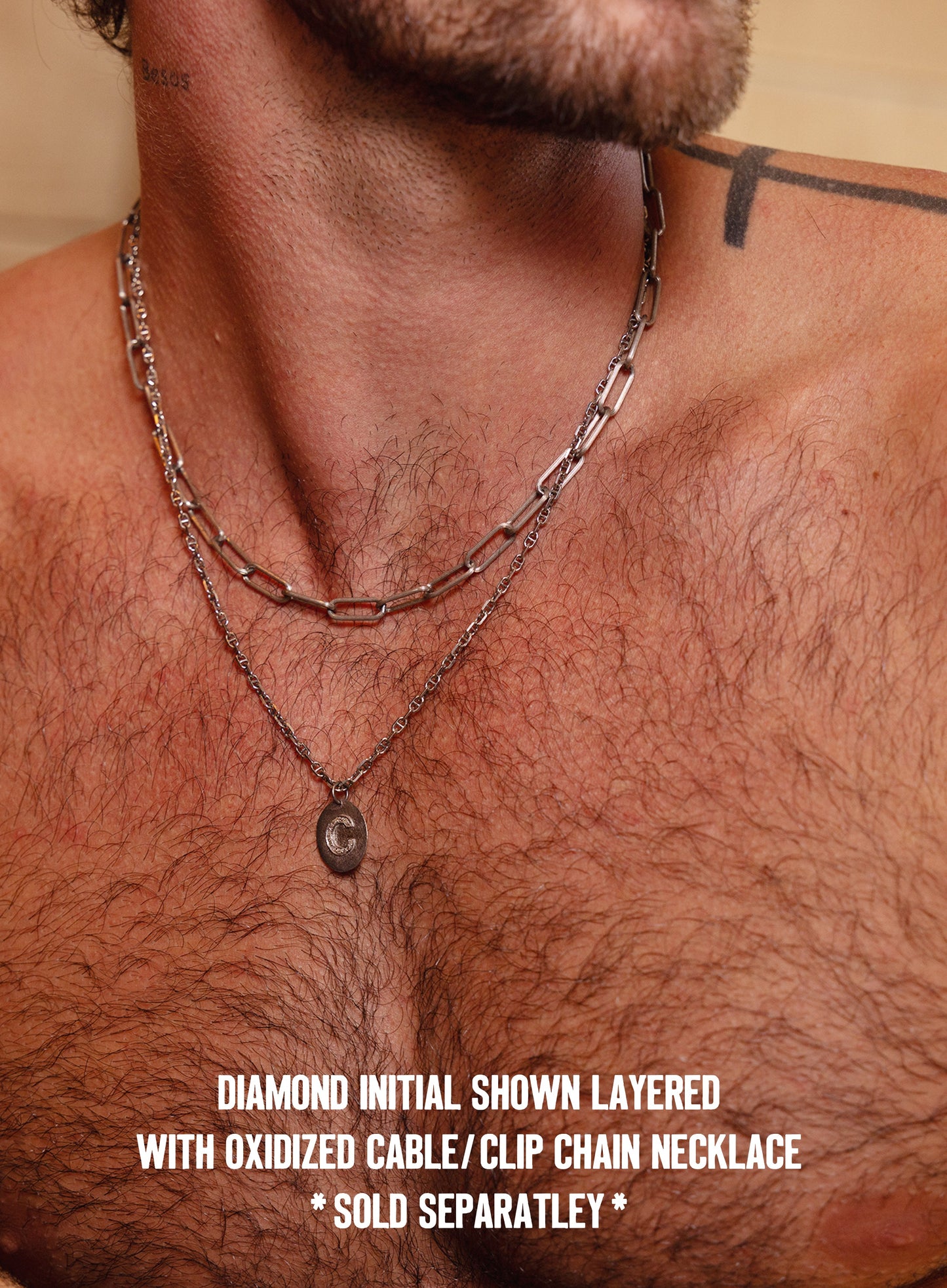 Limited Edition Sterling Silver Diamond Initial Pendant Necklace for Men