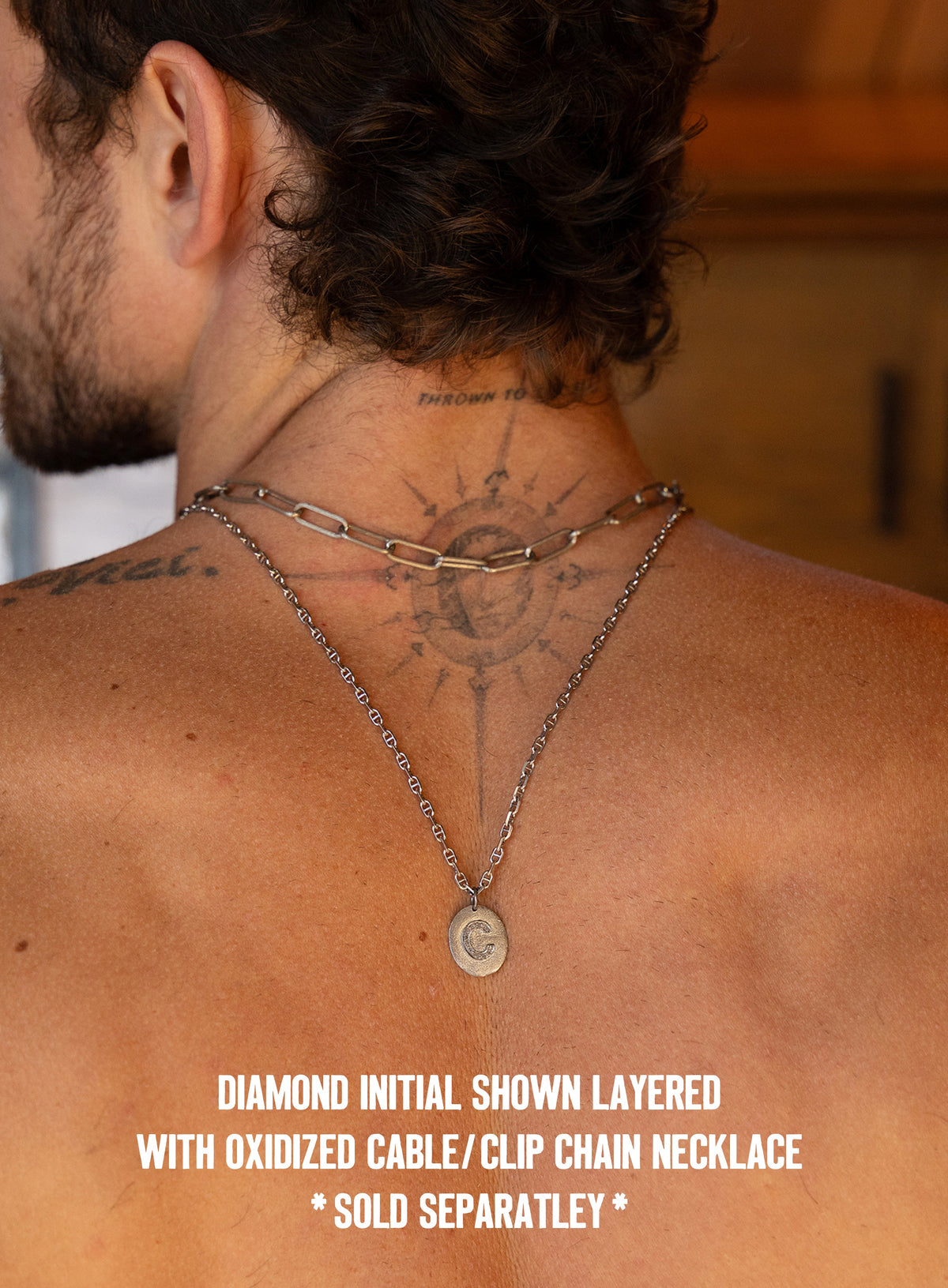 Limited Edition Sterling Silver Diamond Initial Pendant Necklace for Men