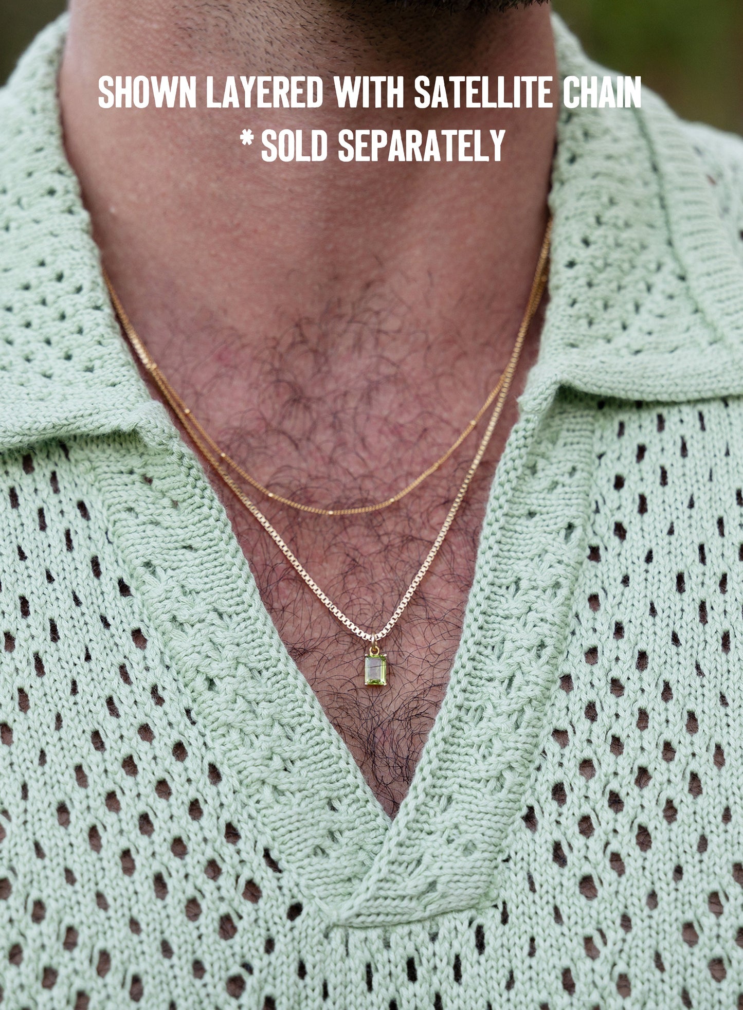 Genuine Peridot 14k Gold Filled Chain Necklace for Men