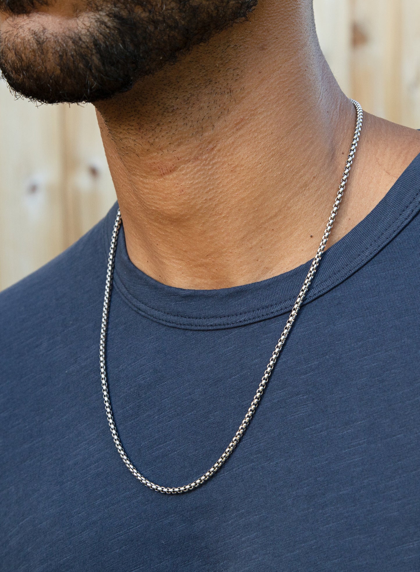 3mm Stainless Steel Round Box Chain Necklace