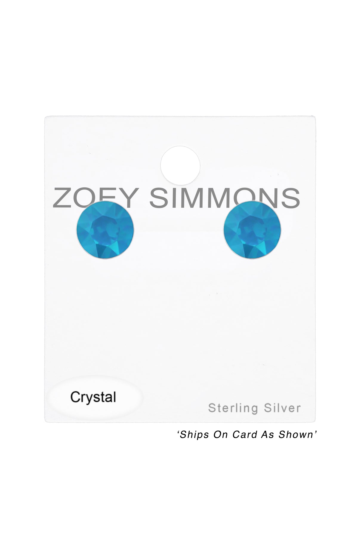 Sterling Silver Round Ear Studs With Genuine Crystals - SS