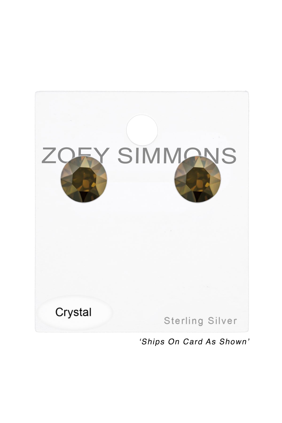 Sterling Silver Round Ear Studs With Genuine Crystals - SS