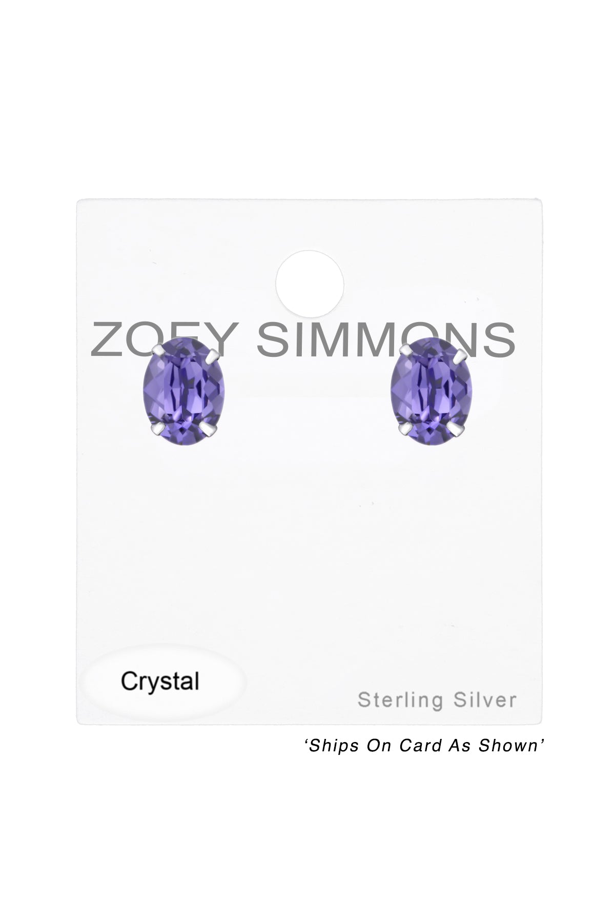 Sterling Silver Oval Ear Studs With Genuine Crystals - SS