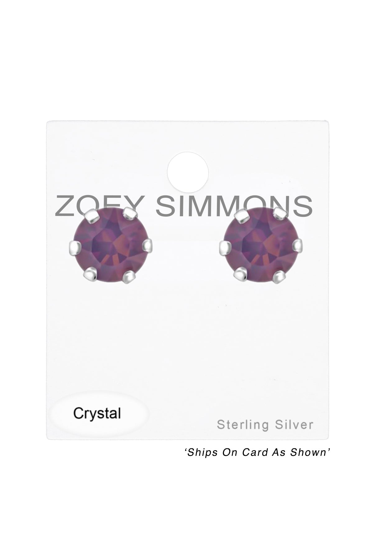 Sterling Silver Round Ear Studs With Genuine Crystals - SS