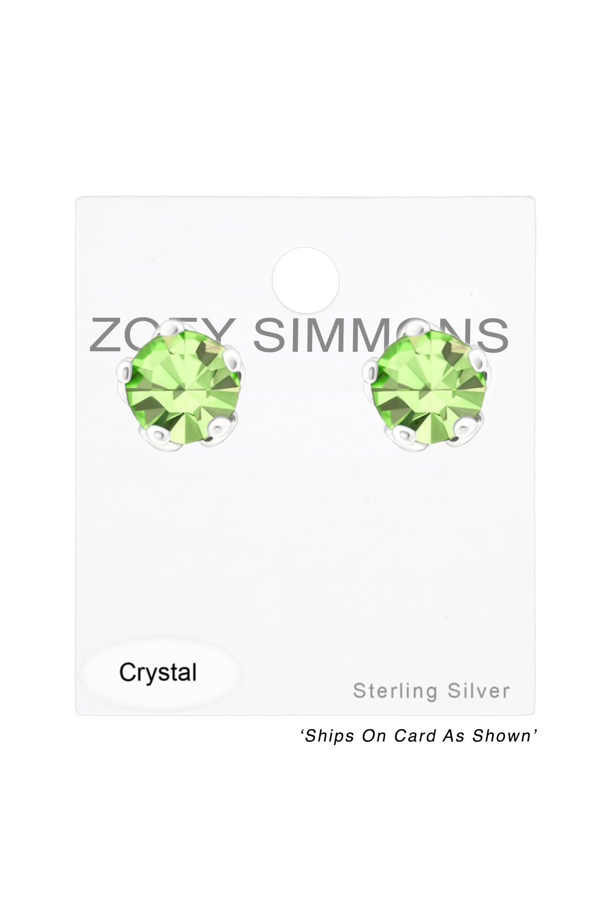 Sterling Silver Round 5mm Ear Studs With Crystals - SS