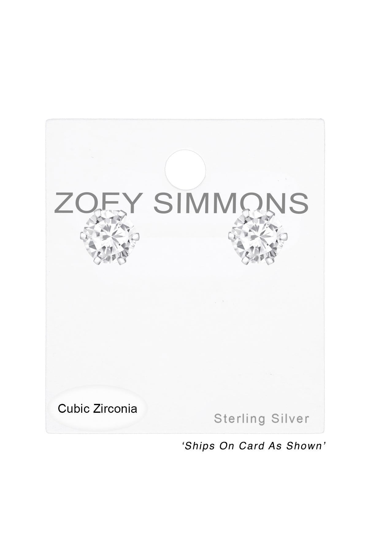Sterling Silver Round 6mm Ear Studs With Cubic Zirconia - SS