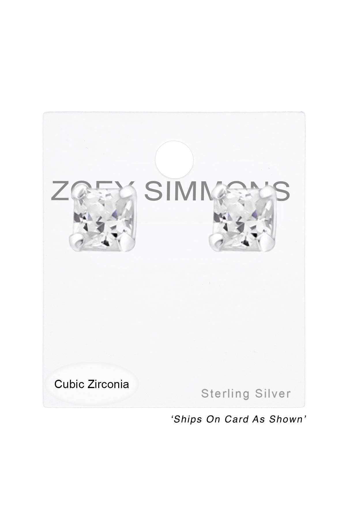 Sterling Silver Square 3mm Ear Studs With CZ - SS