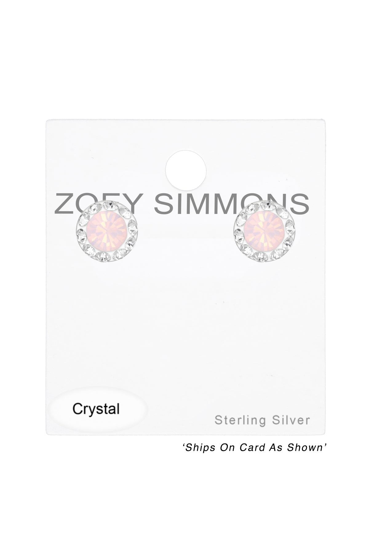 Sterling Silver Round Ear Studs With Crystal - SS