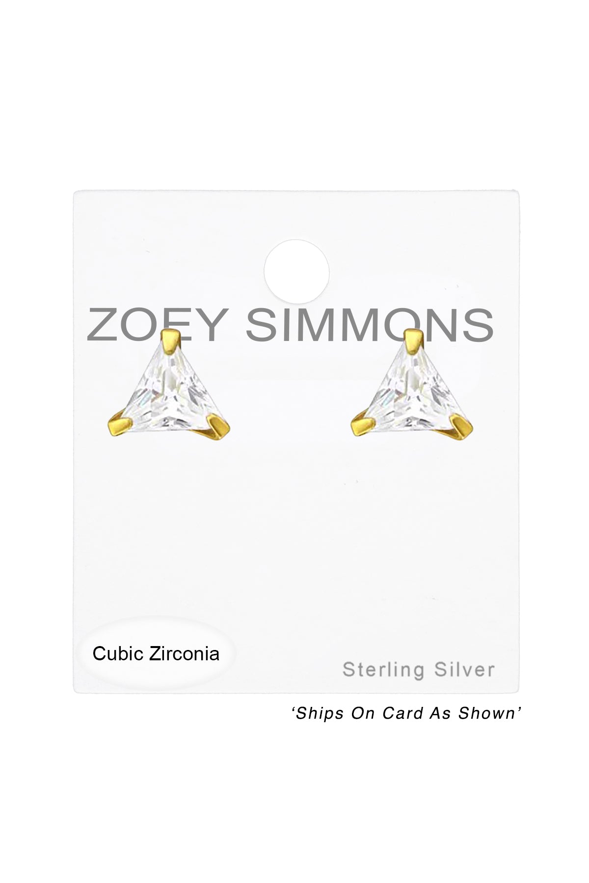 Sterling Silver Triangle 4mm Ear Studs With CZ - VM