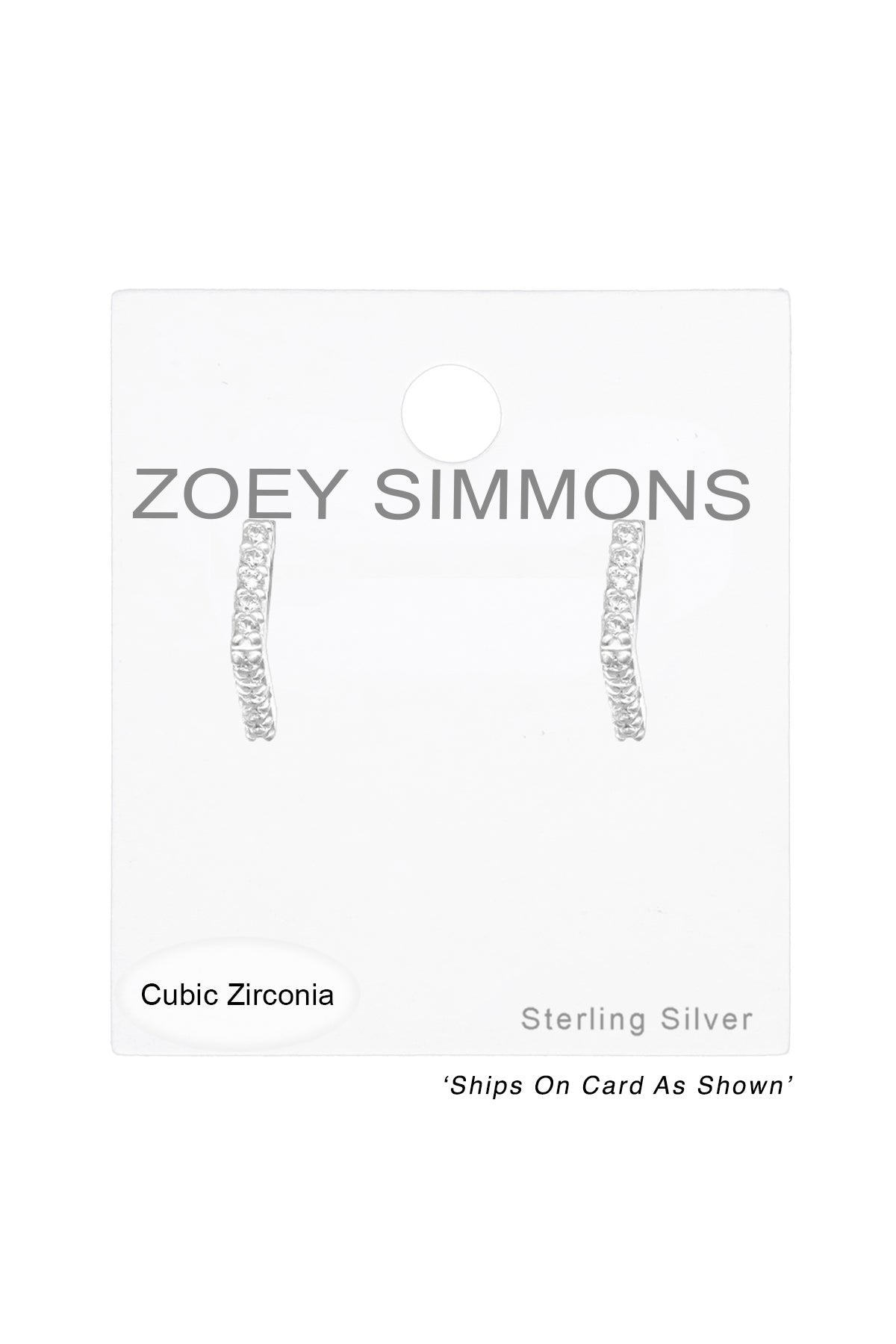 Sterling Silver Triangle Ear Studs With Cubic Zirconia - SS