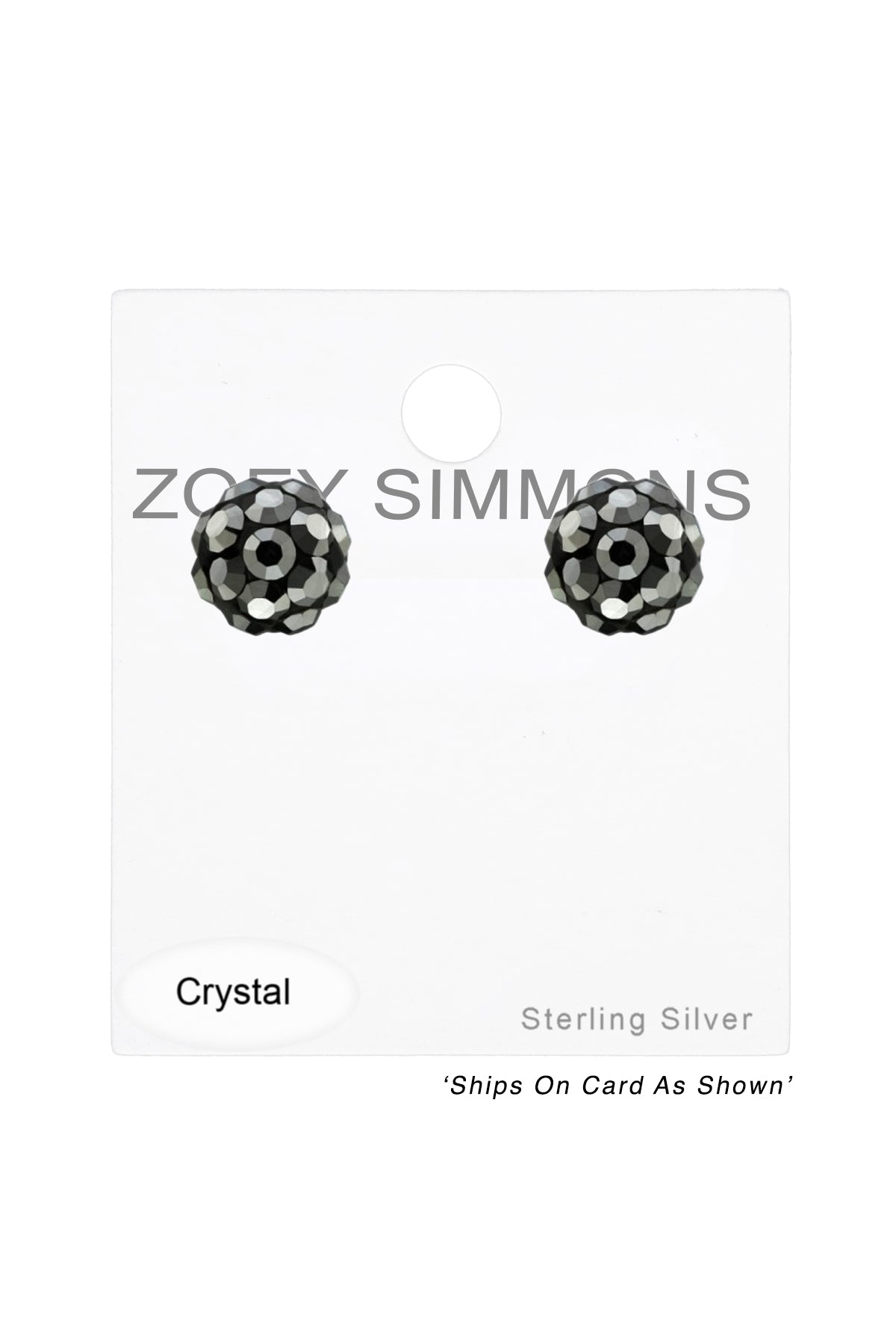 Sterling Silver Ball Ear Studs With Crystal - SS