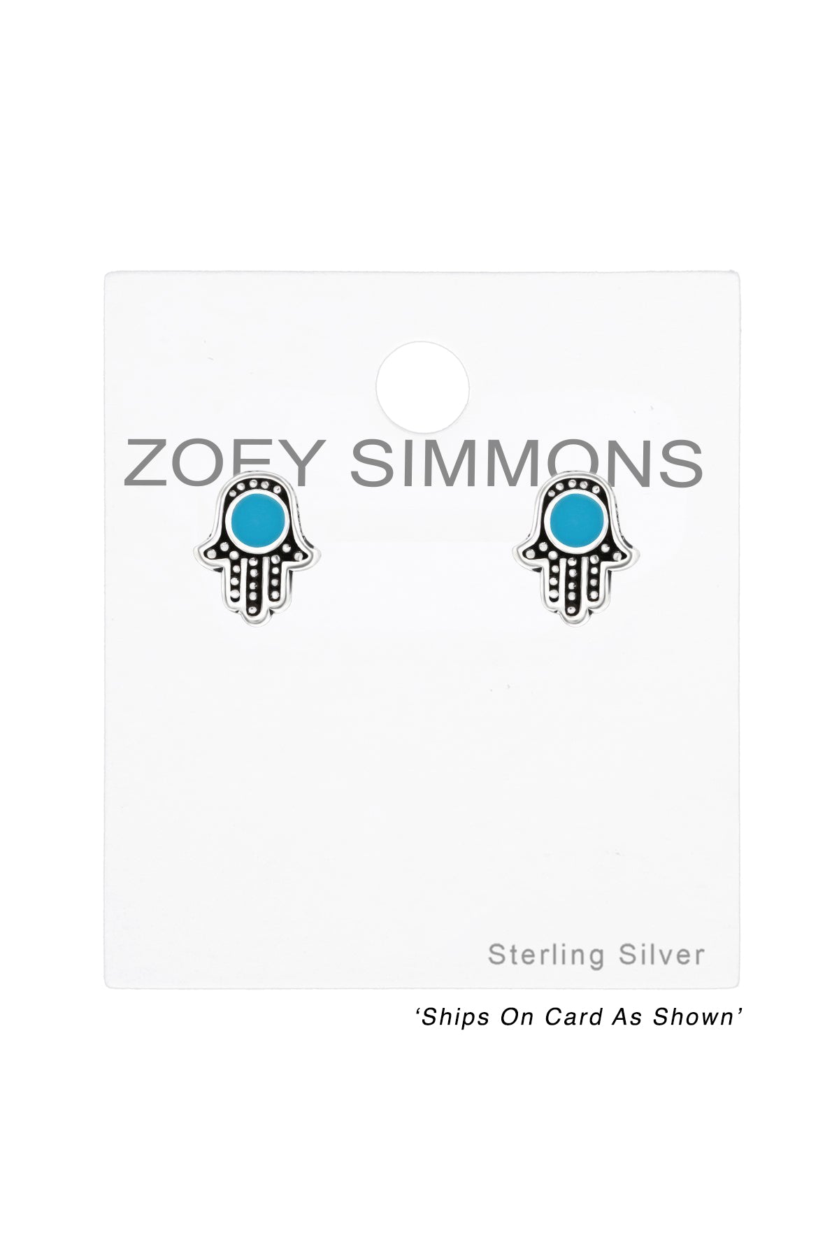 Sterling Silver Hamsa Ear Studs With Epoxy - SS