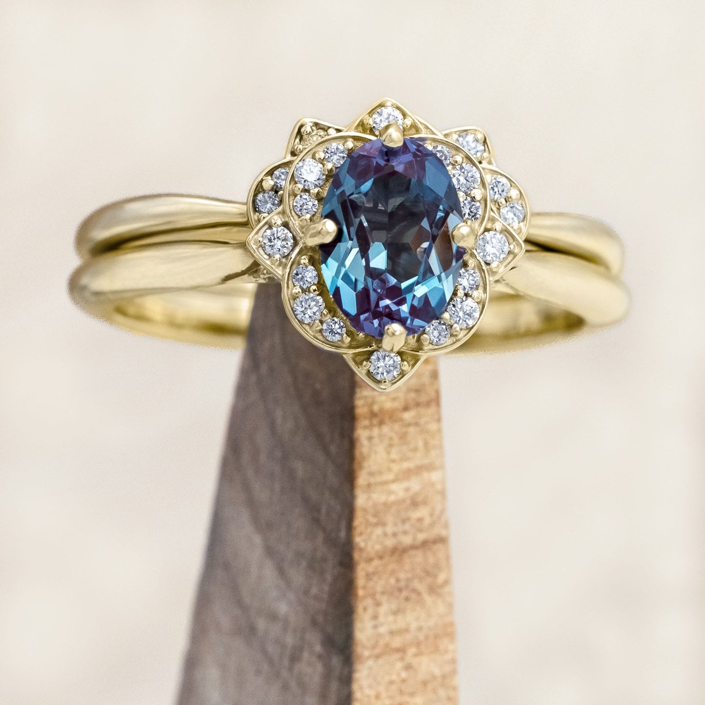 "Jane" - Lab-Grown Alexandrite Engagement Ring With Diamond Accents
