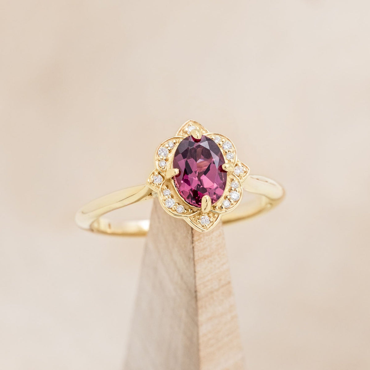 "Jane" - Rhodolite Garnet Engagement Ring With Diamond Accents